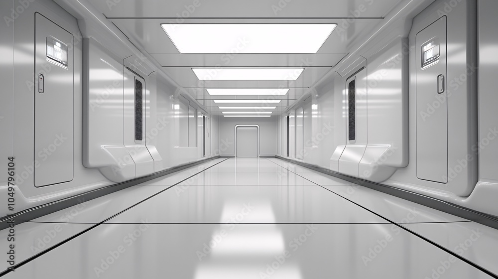 Poster Data center floor with cooling systems underneath the server racks and secure infrastructure Stock Photo with side copy space