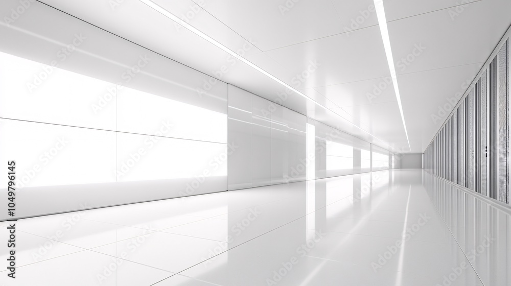 Poster Data center floor with cooling systems underneath the server racks and secure infrastructure Stock Photo with side copy space