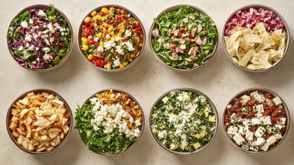 Colorful Salads with Fresh Ingredients in Natural Light