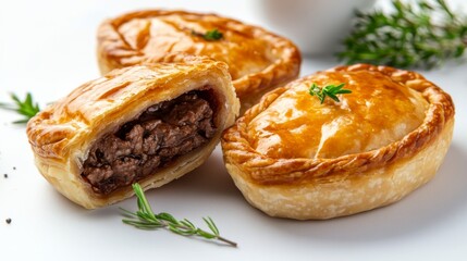 Delicious Meat Pies on a White Background