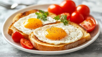Delicious Breakfast with Eggs and Toast