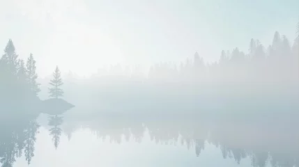 Crédence de cuisine en verre imprimé Calm lake on a foggy morning 