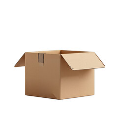An open cardboard box used for shipping or packaging items placed against a white background
