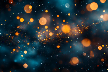 Obraz premium Abstract background with blurred lights and golden sparkles.