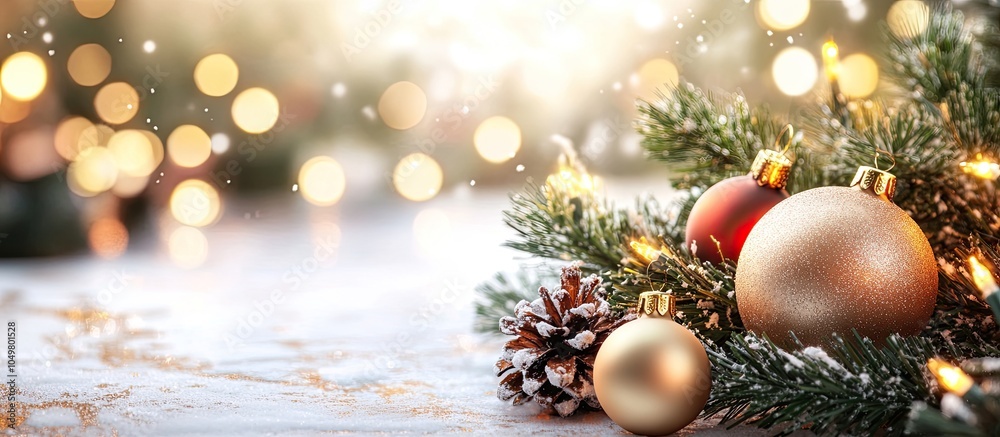 Poster Lovely Christmas backdrop New Year Selective focus on celebration. with copy space image. Place for adding text or design