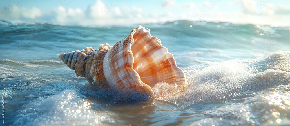 Poster Shell Rapana in the ocean. with copy space image. Place for adding text or design