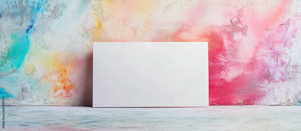 Poster thick white cotton paper business card mockup featuring rainbow foil on the edges. with copy space i