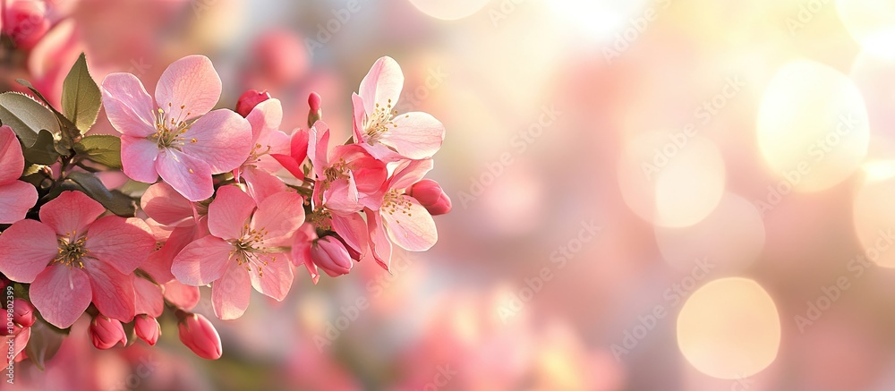 Fototapete spring bloom natural backdrop or floral texture. with copy space image. place for adding text or des
