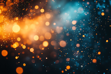 Obraz premium Abstract background with bokeh lights in orange and blue tones.