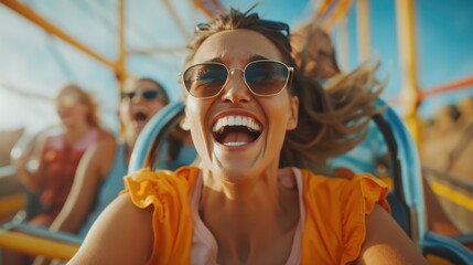 Exhilarating Roller Coaster Ride Capturing Joyful Thrill Seeker