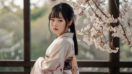 portrait of a woman in blossom