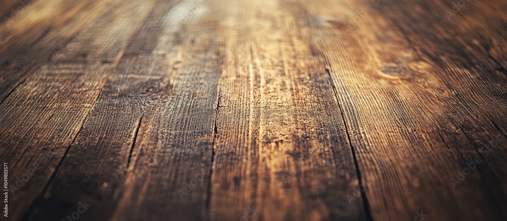 Aufkleber Close up of a rustic wood table featuring grain texture in a vintage style The surface of an aged wood plank in macro view provides an empty template and copy space for abstract backgrounds wallpap