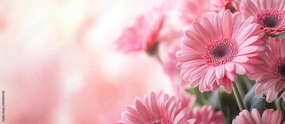Aufkleber Pink colored Margaret flowers. with copy space image. Place for adding text or design