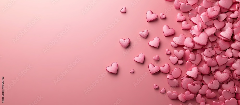 Aufkleber Pink Valentine s Day backdrop Happy holiday wishes concept Space for text Flat arrangement. with copy space image. Place for adding text or design