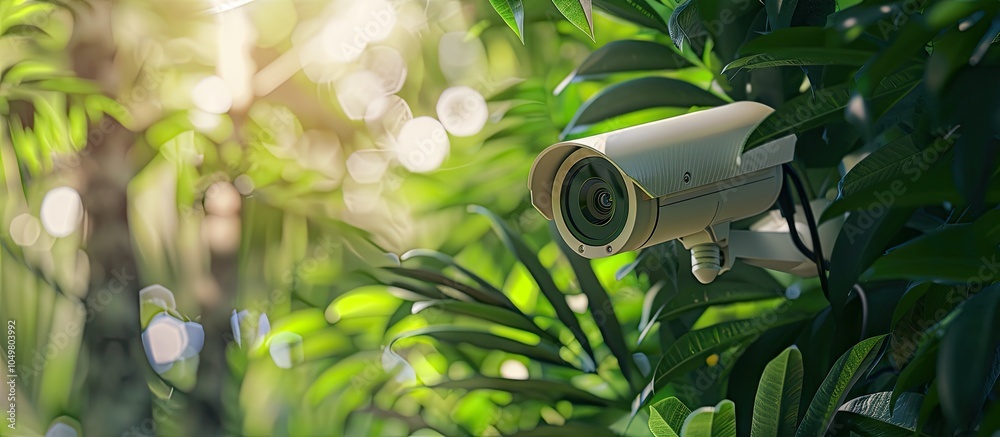 Aufkleber outdoor cctv security camera surveillance and protection for private property. with copy space image