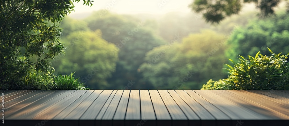 Poster balcony and terrace with a blurry nature background. with copy space image. place for adding text or
