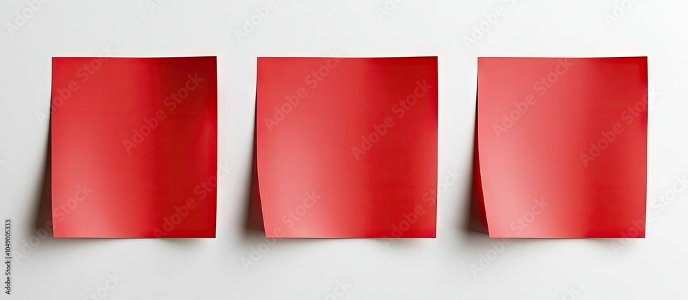 Fototapete red sheets of paper on a white isolated background. with copy space image. Place for adding text or design