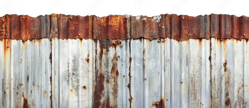 Fototapete the old zinc for the wall is rusty and dirty isolated on a white background with a clipping path cop