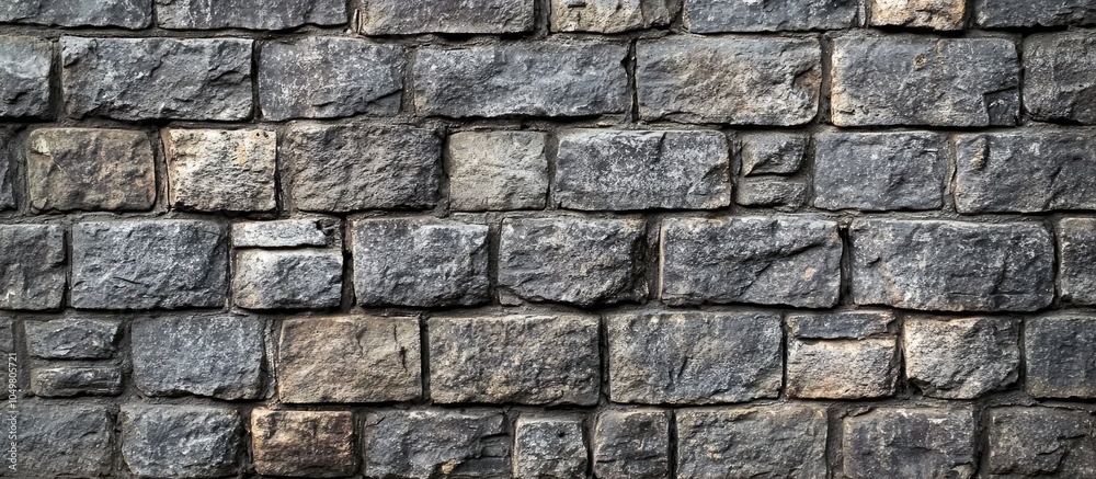 Poster old grunge gray stone brick wall texture serves as an abstract background copyspace for a horizontal