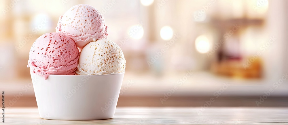 Aufkleber gelato served in doubles at the cafe. with copy space image. place for adding text or design