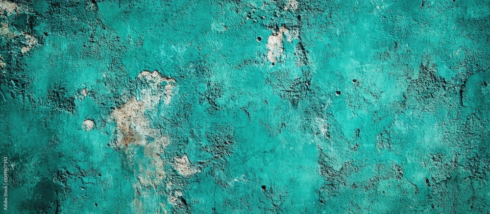 Poster turquoise abstract backdrop wall surface mortar backdrop cement texture featuring spots. with copy space image. Place for adding text or design