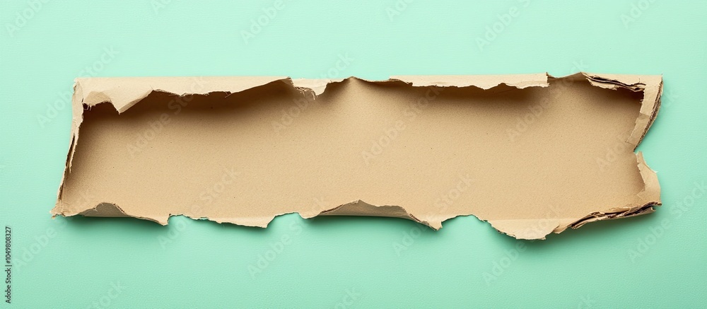 Poster torn cardboard piece used as a background for a banner blank paper segment for a message reminder si
