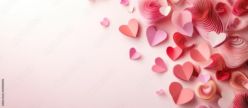 Poster bright and passionate valentine s day background features a flowing curve of ribbed pink and red pap