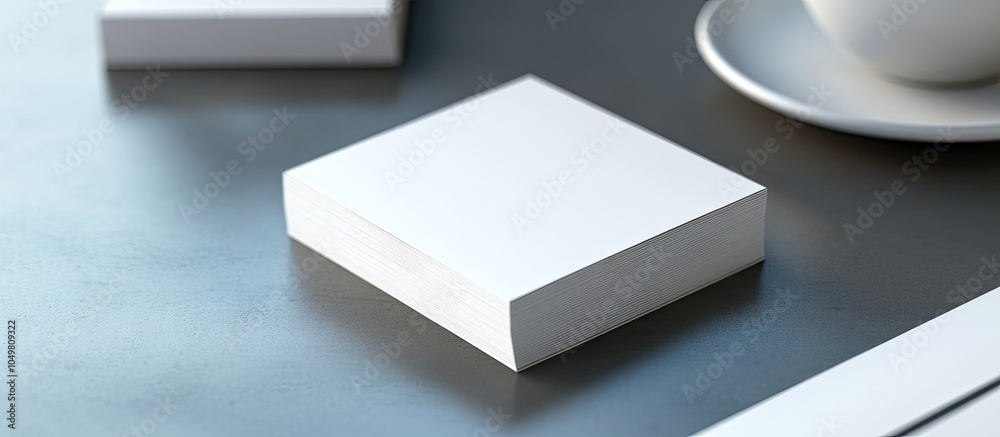 Aufkleber Empty color business cards resting on a desk. with copy space image. Place for adding text or design