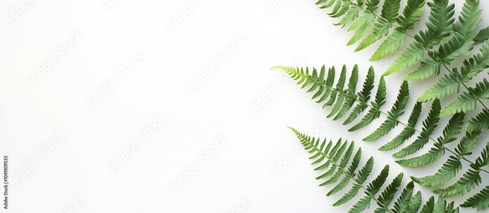 Canvas Prints tropical summer fern branch set against a white background flat lay with copyspace