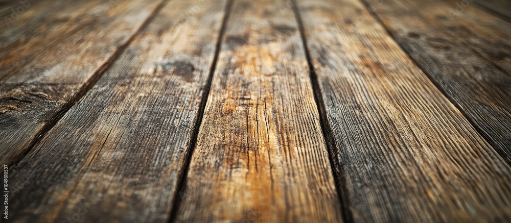 Aufkleber Close up of a rustic wood table featuring grain texture in a vintage style The surface of an aged wood plank in macro view provides an empty template and copy space for abstract backgrounds wallpap