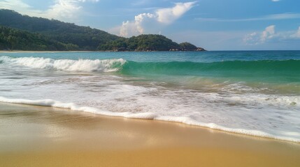 A quiet afternoon at Nai Harn Beach in Phuket, with a gentle breeze and waves lapping