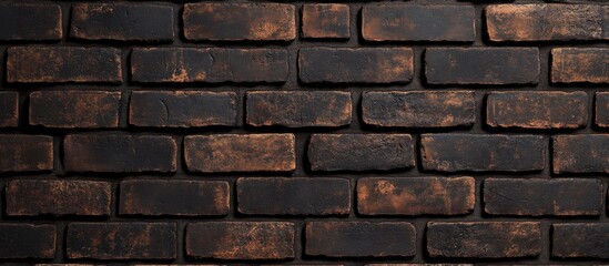 Obraz premium Brick tiles Dark brown brick wall Texture background of brown wall Copyspace