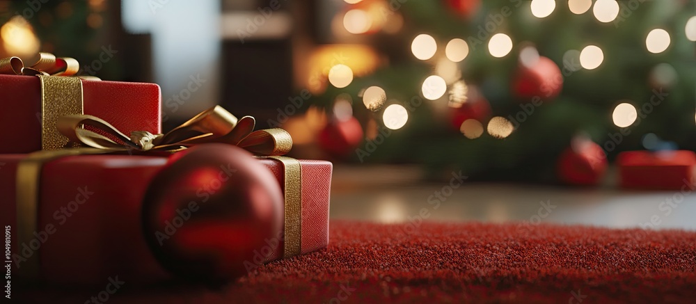 Aufkleber Christmas toys presents backdrop. with copy space image. Place for adding text or design