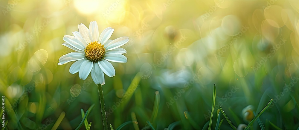 Fototapete wildflower a young flower blossoming in the meadow shallow depth of field selective soft focus. with