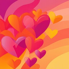 Abstract Colorful Heart Shapes on a Gradient Background