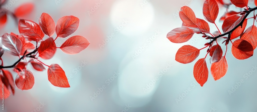 Poster red leaves on the branches backdrop. with copy space image. place for adding text or design