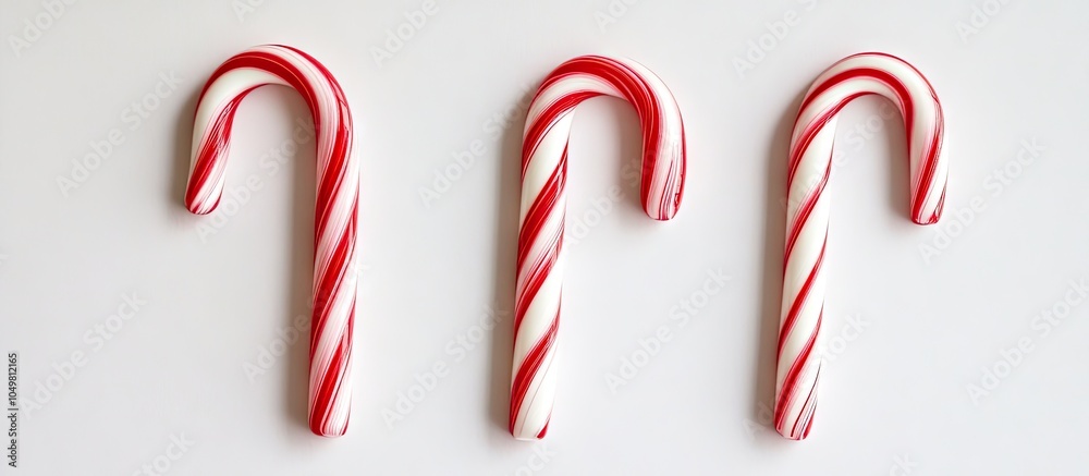 Leinwandbilder three candy canes set against a white backdrop candy cane background. with copy space image. place f