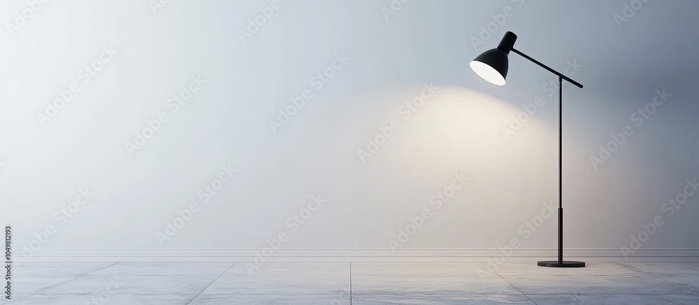 Poster interior design featuring a lamp against a white wall background. with copy space image. place for a