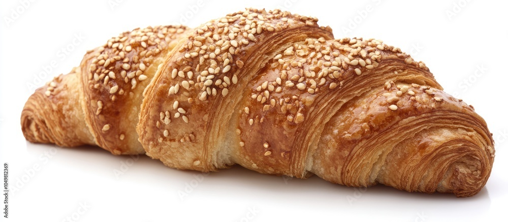 Fototapete sesame croissant on a white background delicious and fresh croissant against a white backdrop fresh 