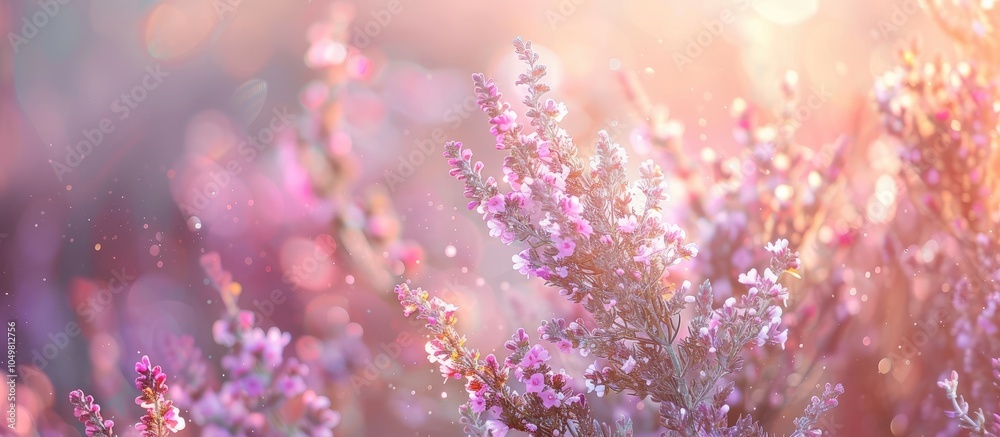 Fototapete heather bouquet shallow focus depth. with copy space image. place for adding text or design