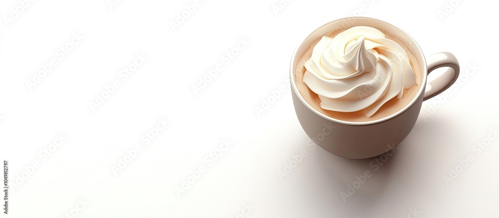 Leinwandbilder coffee cup with cream isolated on white. with copy space image. place for adding text or design