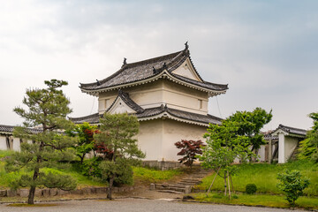 Fototapeta premium One of the towers of the wall surrounding Nijo Castle in Kyoto, Japan