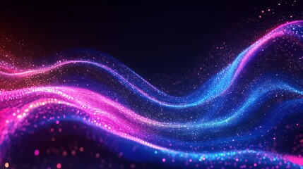 Obraz premium Wavy dynamic light lines with abstract vector design elements design