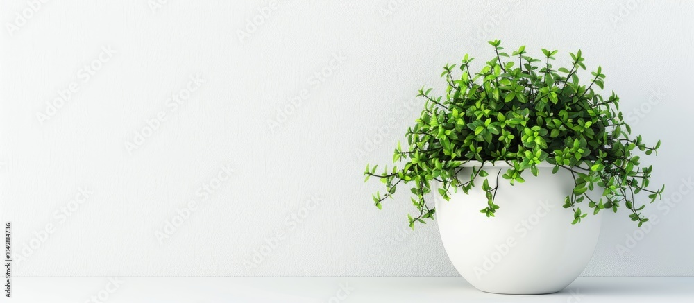 Leinwandbilder new green trailing plant in a white pot set against a white background. with copy space image. place