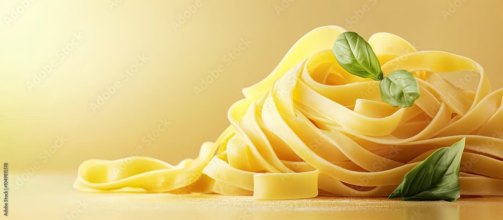 Poster homemade tagliatelle pasta italian cuisine. with copy space image. place for adding text or design