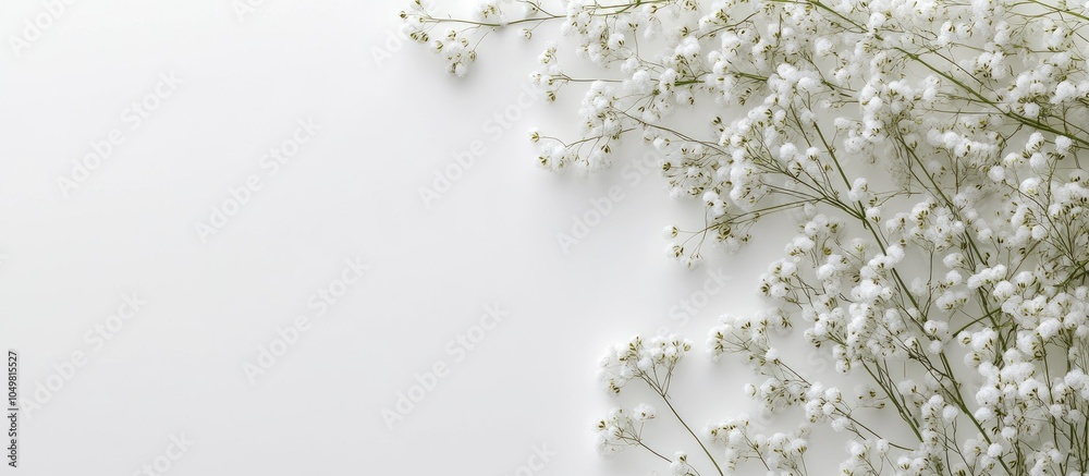 Poster lovely gypsophila flowers on a white background. with copy space image. place for adding text or des