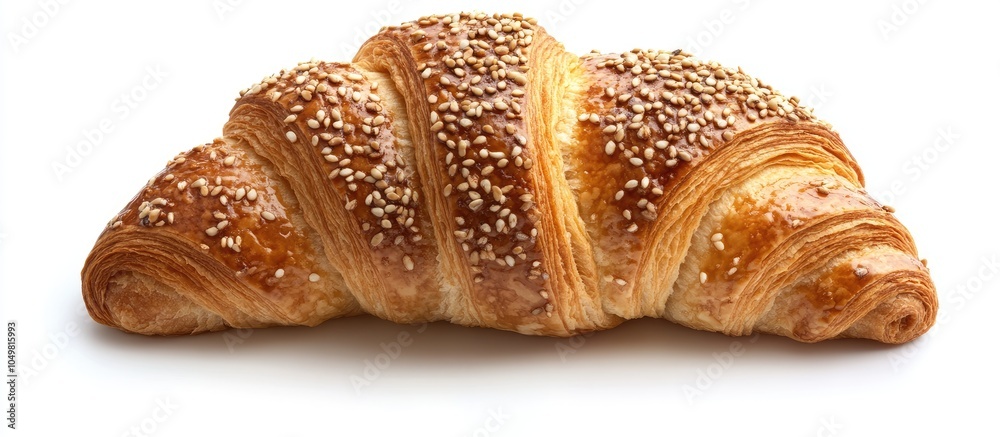 Leinwandbilder sesame croissant on a white background delicious and fresh croissant against a white backdrop fresh 