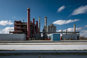 Obraz premium Chemical plant facility showing industrial equipment and piping