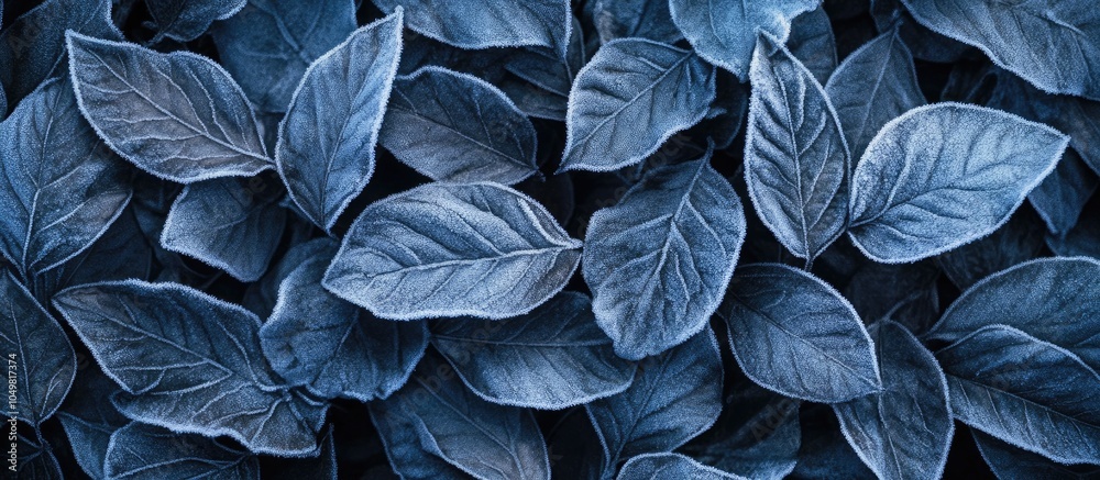 Poster icy leaves for background and texture. with copy space image. place for adding text or design