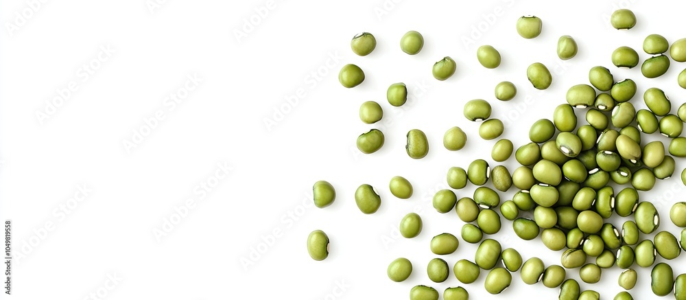 Fototapete green mung beans also known as mung dal vigna radiata green beans or moong dal isolated on a white b